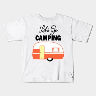 Let's Go Camping Retro Campers Pattern - Navy Blue Kids T-Shirt